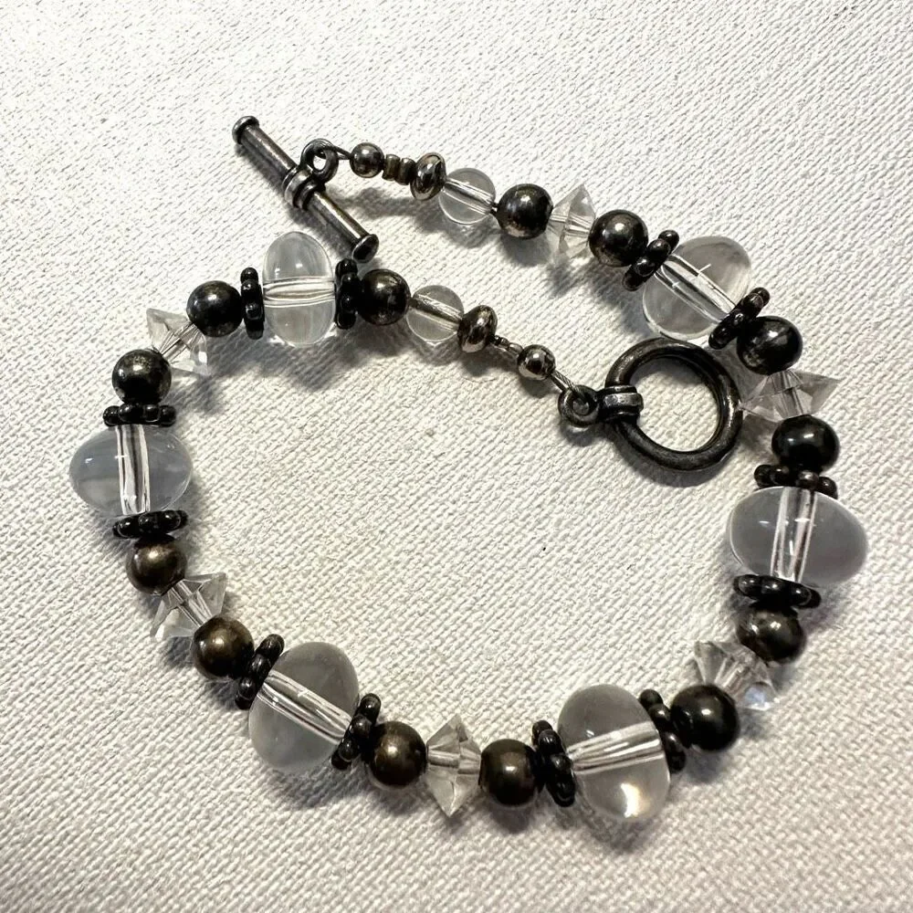 Sterling silver clear Crystal beaded bracelet